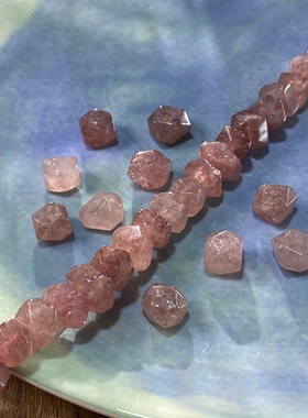 天然草莓晶6*11mm冲角珠散珠子手工diy串珠手链项链饰品配件S880