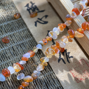 天然老料红玛瑙3 5mm有孔碎石手工diy串珠子手链项链饰品材料S219