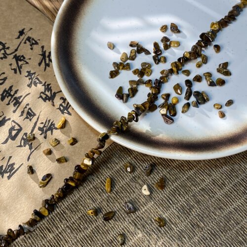 天然虎眼石3*5mm有孔碎石手工diy串珠子手链项链饰品配件材料S62