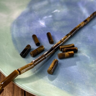 天然虎眼石4*13mm管珠散珠子手工diy串珠项链饰品配件材料X432