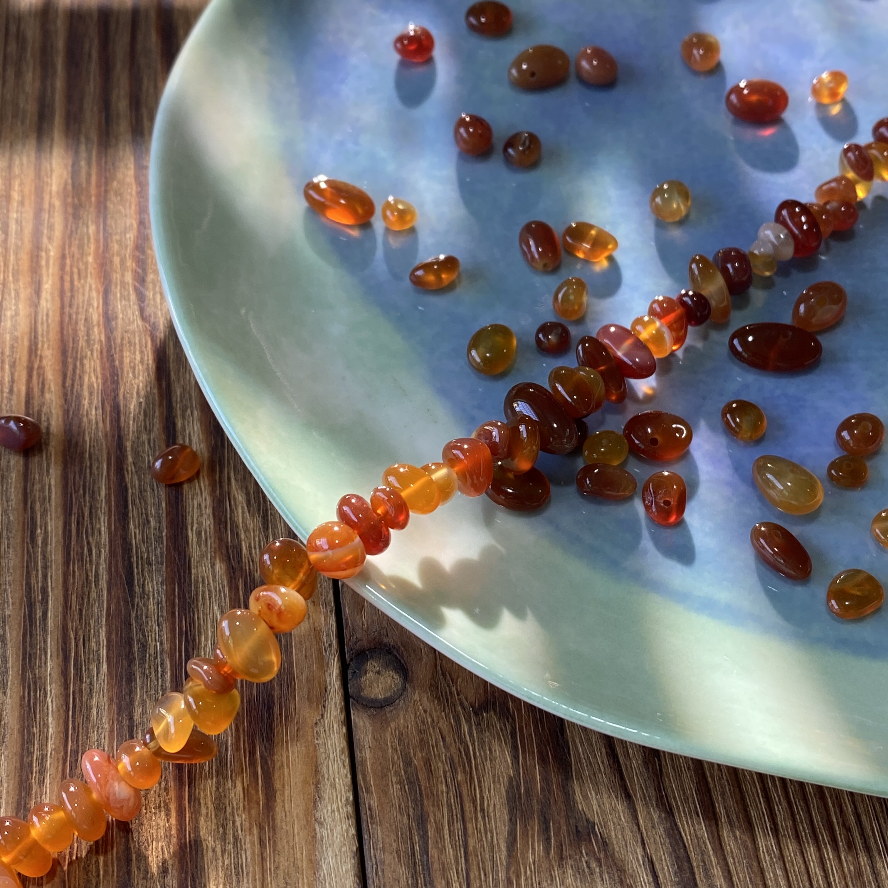 天然圆老料红玛瑙5*8mm有孔碎石手工diy串珠手链项链饰品材料S294