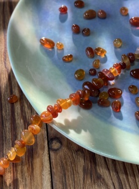 天然圆老料红玛瑙5*8mm有孔碎石手工diy串珠手链项链饰品材料S294