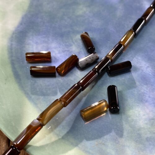 天然咖啡色玛瑙6*15mm管珠散珠手工diy串珠手链项链饰品配件S778