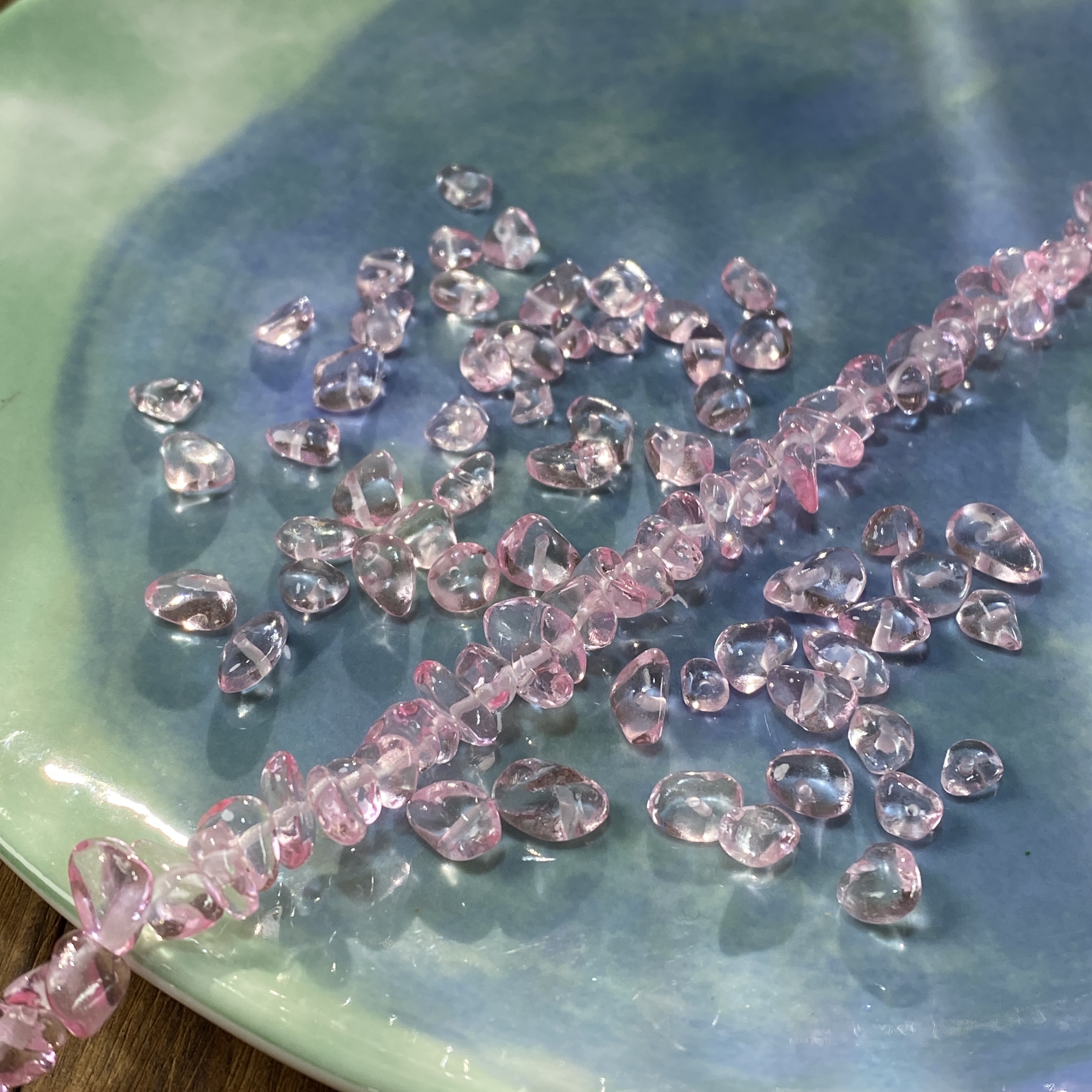 樱花粉烤色K9玻璃5*8mm有孔碎石串珠diy手工串珠饰品配件材料X18