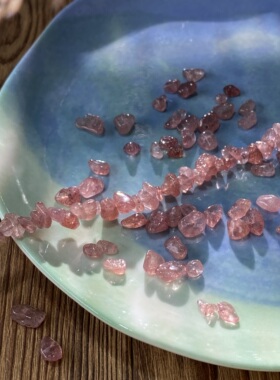 天然星光草莓晶5*8mm有孔碎石手工diy串珠手链项链饰品材料S46