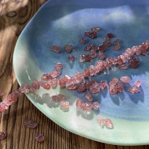 天然星光草莓晶5*8mm有孔碎石手工diy串珠手链项链饰品材料S46