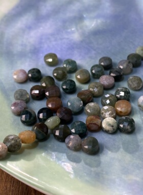 天然印度玛瑙6mm切面棋子珠手工DIY串珠手链项链饰品配件材料X538