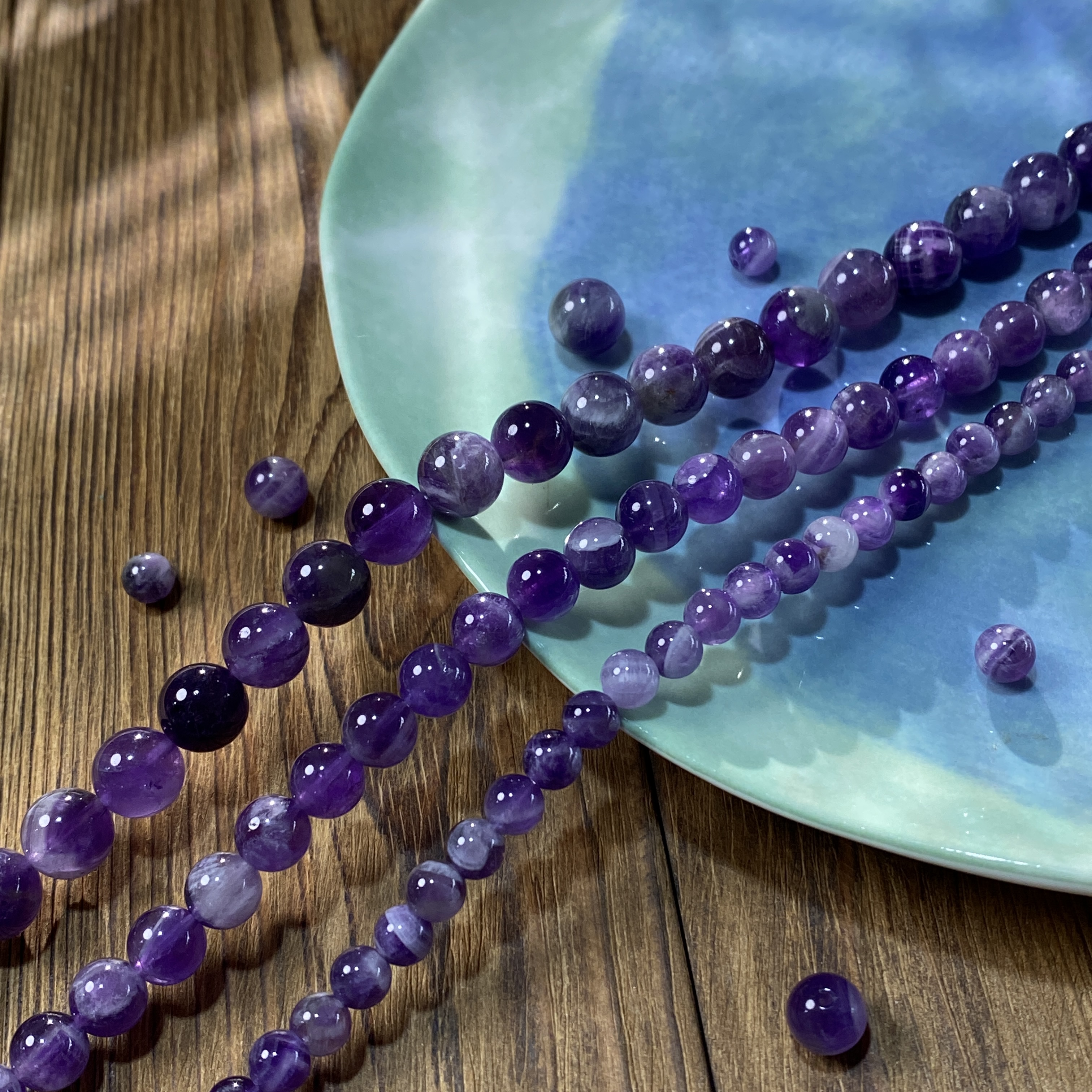 天然梦幻紫水晶6-8-10mm散圆珠手工diy串珠手链项链饰品配件S724