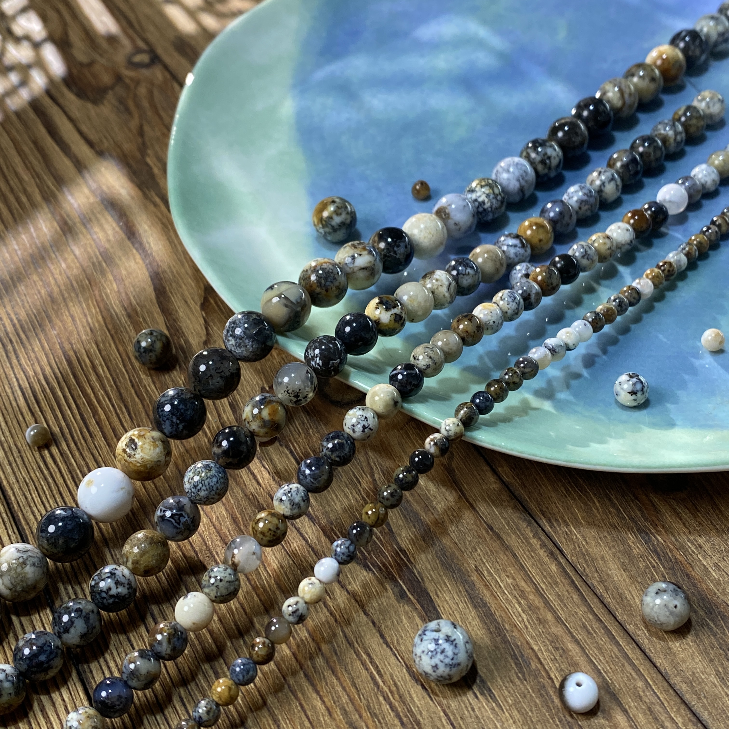 天然黑澳宝4-6-8-10mm散圆珠子手工diy串珠手链项链饰品配件S725