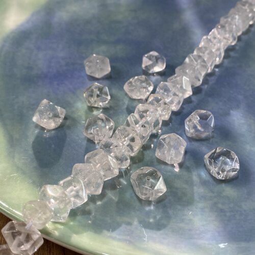 天然白水晶6*11mm冲角珠散珠子手工diy串珠手链项链饰品配件S889