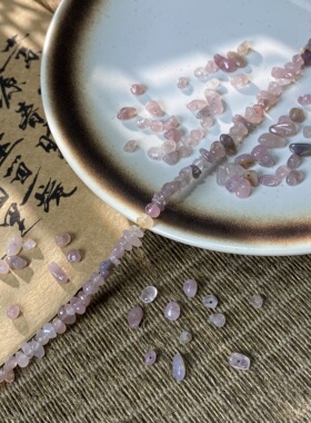 天然马粉水晶3*5mm有孔碎石手工diy串珠手链项链饰品配件材料S95