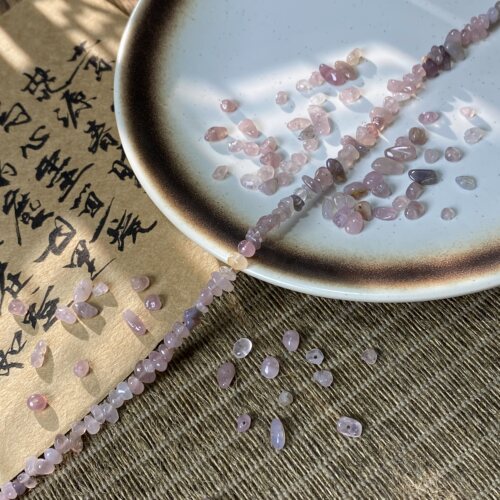 天然马粉水晶3*5mm有孔碎石手工diy串珠手链项链饰品配件材料S95