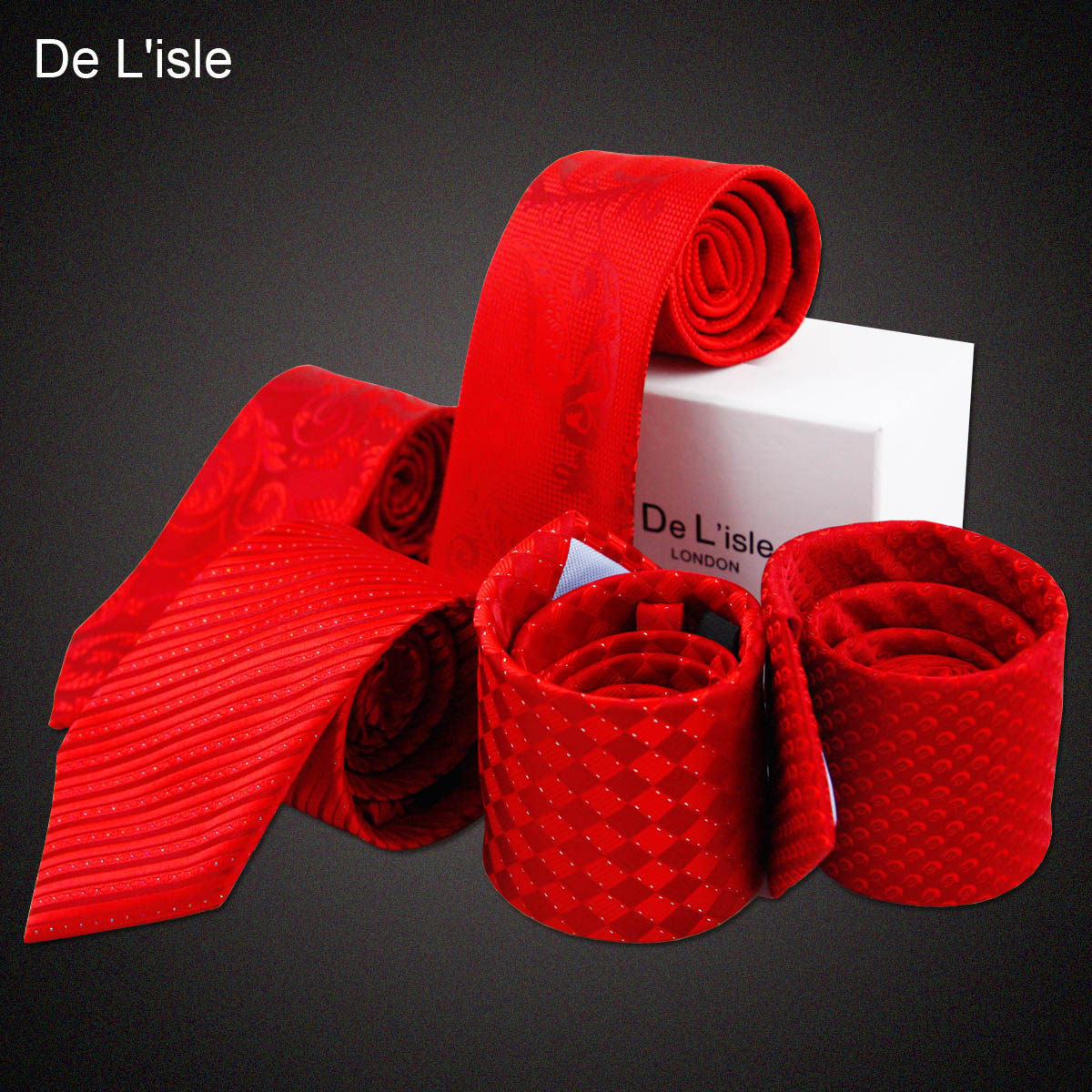 De Lisle 8.5cm男士婚庆领带 喜庆红色 结婚用 新郎礼品 国庆特惠