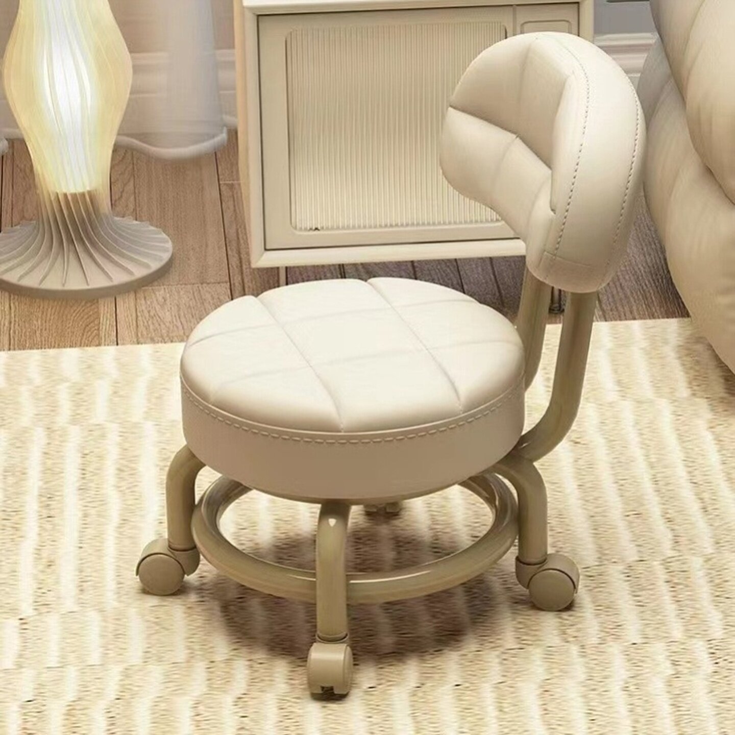 滚轮小凳子带轮子的椅子万向轮矮凳滑轮移动板凳家用圆凳结实耐用