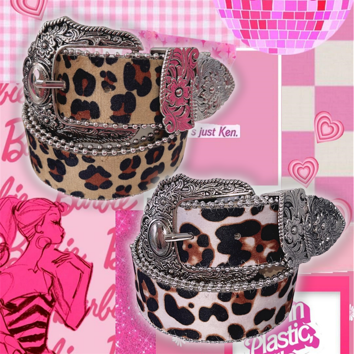 欧美辣妹豹纹绒面腰带