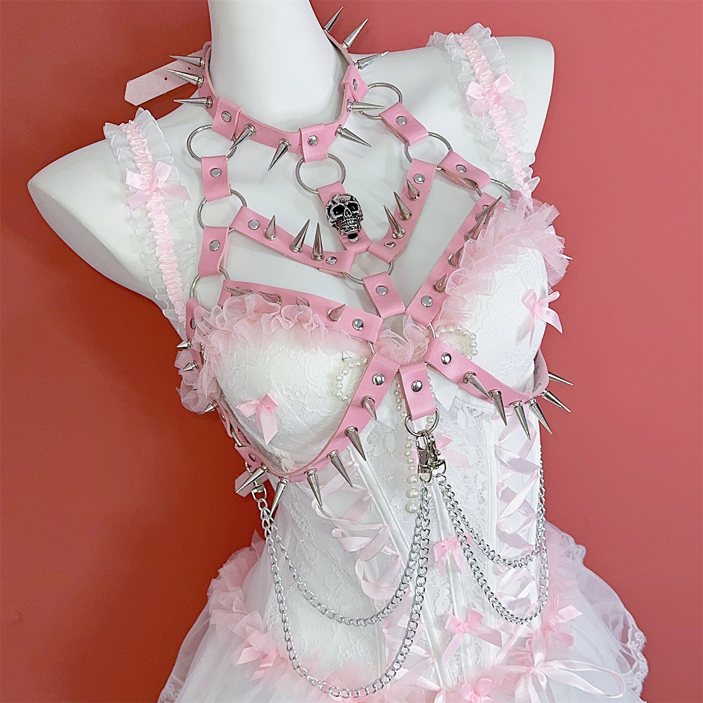 欧美Y2K千禧辣妹亚文化铆钉骷髅街头小众设计PU皮革街头身体背带,服饰配件/皮带/帽子/围巾,腰带/皮带/腰链,淘宝优惠券,粉丝福利购,淘宝优惠卷