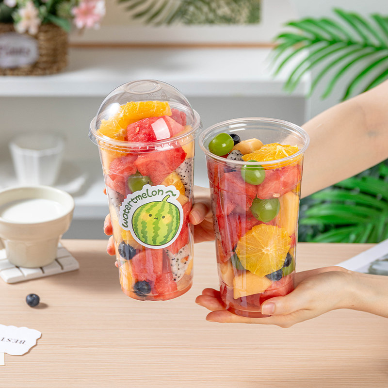 美涤水果杯商用食品级一次性透明