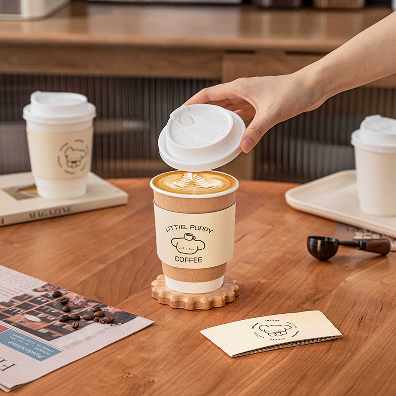 牛皮纸杯一次性咖啡奶茶饮品家用商防烫渗漏保温待客白色本ins风