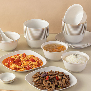 稻壳一次性餐具套装家用加厚食品级户外露营烧烤微波碟勺筷子碗盘