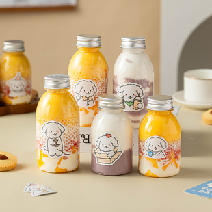 奶茶瓶网红mini款 杨枝甘露西米露果汁饮料瓶一次性PET带盖打包瓶