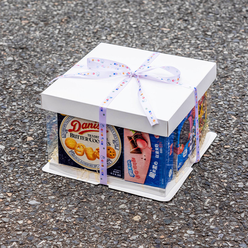 透明生日蛋糕零食礼包盒子包装盒6寸8寸10寸12寸加高小方形双三