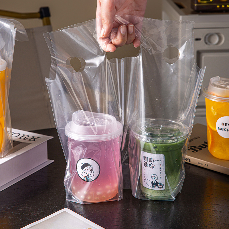 一次性奶茶打包袋手提单杯双杯