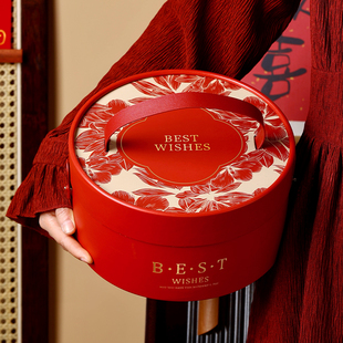 新年礼盒空盒包装批发喜糖红色高级感大号装糖果伴手礼空新款专用