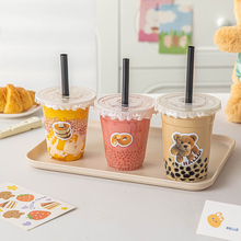 奶茶杯一次性带盖吸管加厚咖啡冷冰饮料店专用商家食品级批发整箱