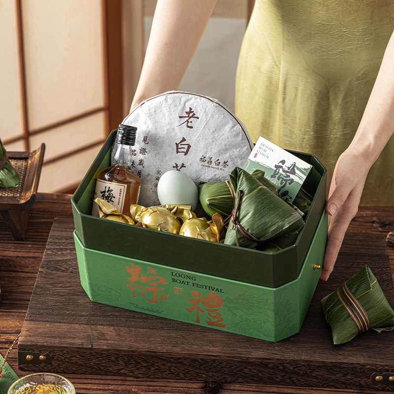 端午节粽子包装盒礼品可手提空高档送人咸鸭蛋高颜值绿色2026新款