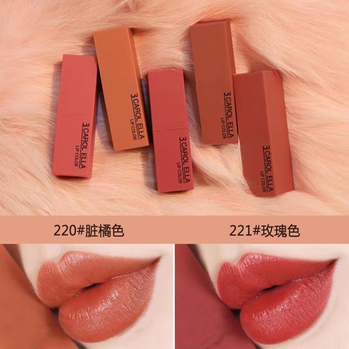 3 CAROL ELLA秋冬款口红持久保湿不脱色南瓜色脏橘色哑光雾面口红