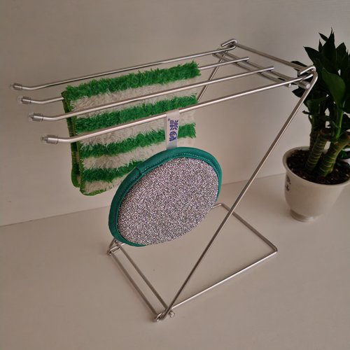 厨房不锈钢晾抹布架子沥水架水槽台面洗碗布置物架可折叠收纳挂架