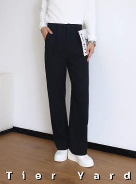 TYD光洙穿搭 凉感立体褶宽松莱赛尔直筒慵懒显高松弛感长裤2533