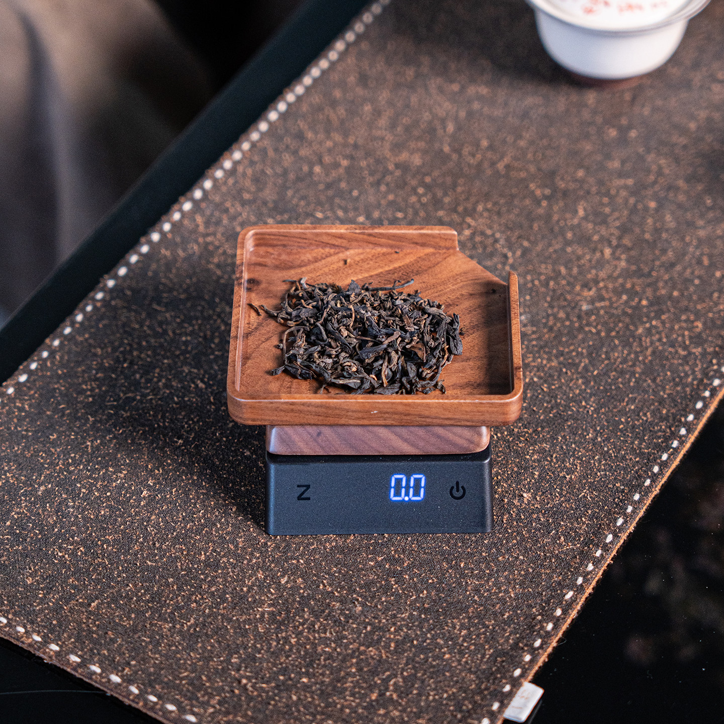 胡桃木电子秤茶称木质盘数字显示克数称带茶则称量充电款茶具配件