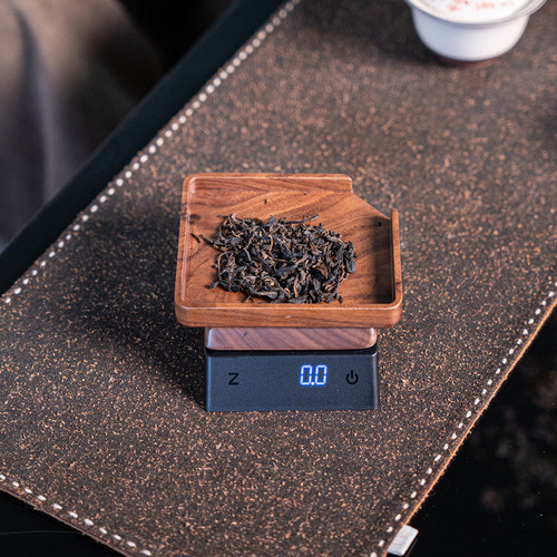 胡桃木电子秤茶称木质盘数字显示克数称带茶则称量充电款茶具配件