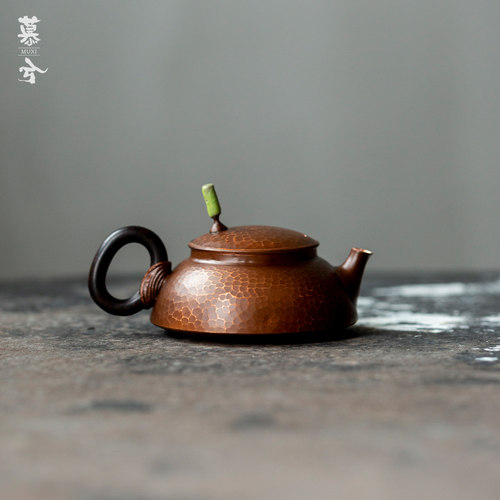 紫铜半庙壶手工锤纹紫铜茶壶功夫茶具中式复古泡茶壶家用泡茶器
