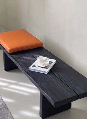 侘叙风白蜡木长凳床尾凳餐桌长凳长板凳进门换鞋凳复古实木长条凳