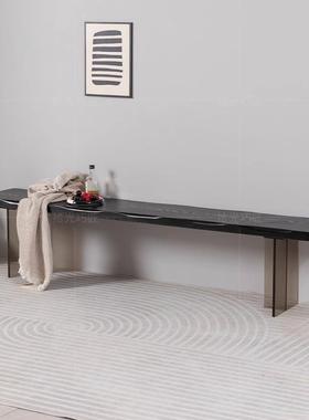 北欧家用实木长条凳简约长板凳原木制作亚克力餐椅便利网红换鞋凳