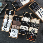 中筒袜秋冬季 5双盒装 袜子男士 ins潮高街风纯棉运动吸汗滑板长袜女