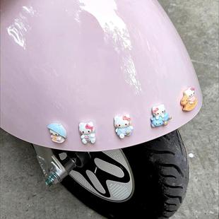 飾小配件kitty貓電瓶車3d貼紙車貼摩托車可愛后視鏡擺件 電動車裝
