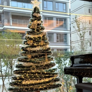 圣诞珍珠链条装饰氛围感场景布置家居客厅落地窗圣诞树diy材料包