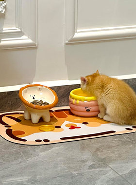 大口径陶瓷猫碗防打翻