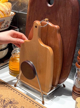 厨房不锈钢砧板收纳架中古风菜板放置架台面沥水防霉案板置物架子