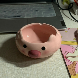 卡通陶瓷烟灰缸可爱家用客厅防灰飞大容量烟缸创意个性简约小摆件