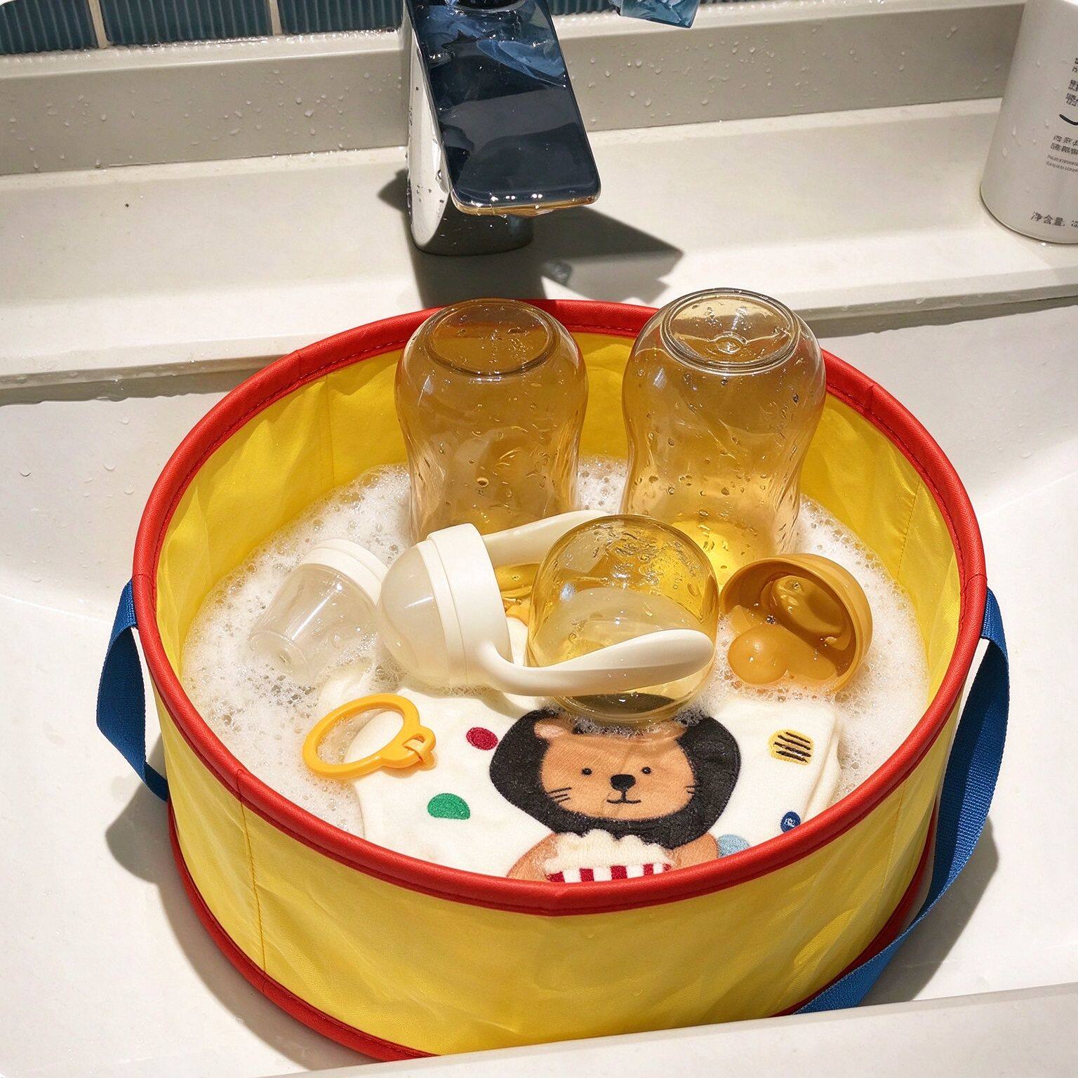 折叠水盆便携式奶瓶清洗盆宝宝外出旅行防漏可折叠软盆洗漱专用盆