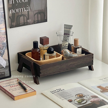 香水置物架实木展示架香薰复古中古风收纳架桌面梳妆台化妆品托盘