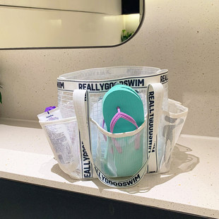 网格运动游泳包大容量干湿分离分区泳衣收纳袋防水单肩海边沙滩包