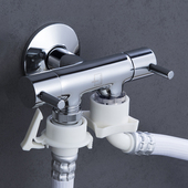 潜水艇角阀一进二出三通双控开关分水阀带开关马桶止回阀全铜龙头