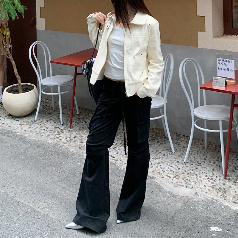 E7Q8美式低腰微喇裤女显瘦