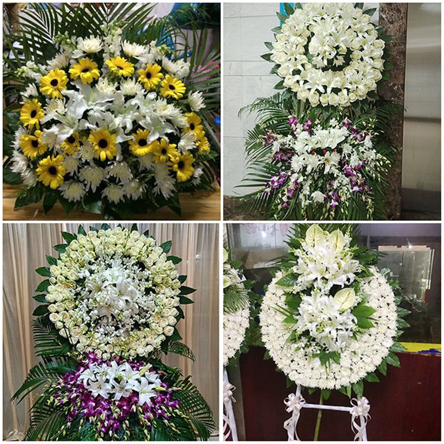 周口淮阳县鹿邑县项城市鲜花同城配送殡仪馆白事花圈祭奠丧事花蓝 - 实物图
