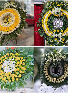苏州工业园区太仓市鲜花同城配送灵堂殡仪馆白事花圈祭奠丧事花蓝